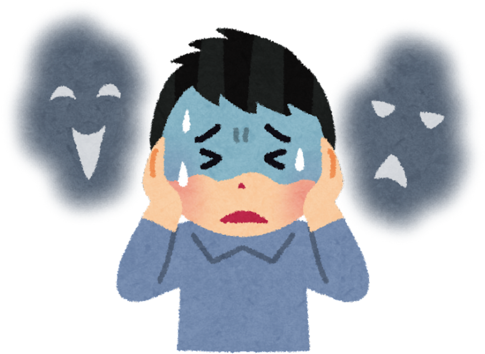 Illustration of a Distressed Man Covering His Ears from Hallucinated Voices